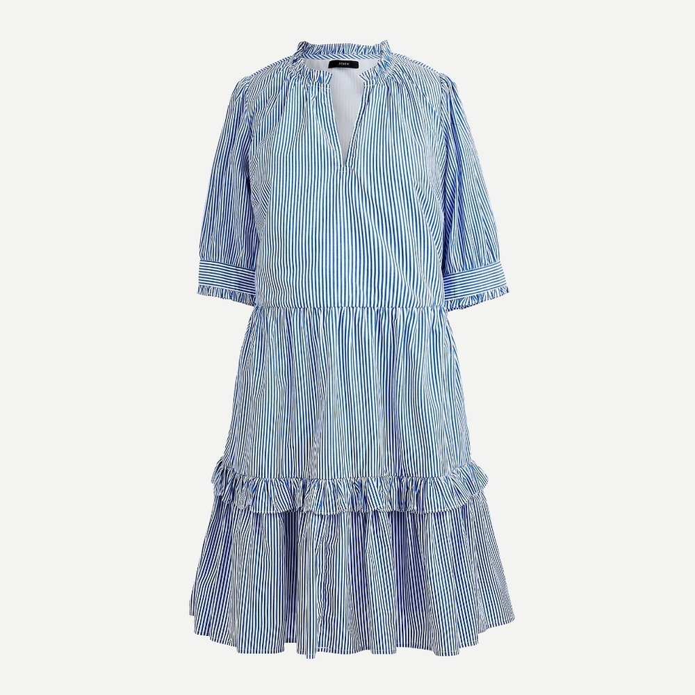 🆕️ J Crew Ruffleneck tiered popover dress blue